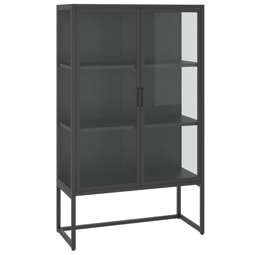 Buffet haut Anthracite 80x35x135 cm Acier et verre trempé - XIOS