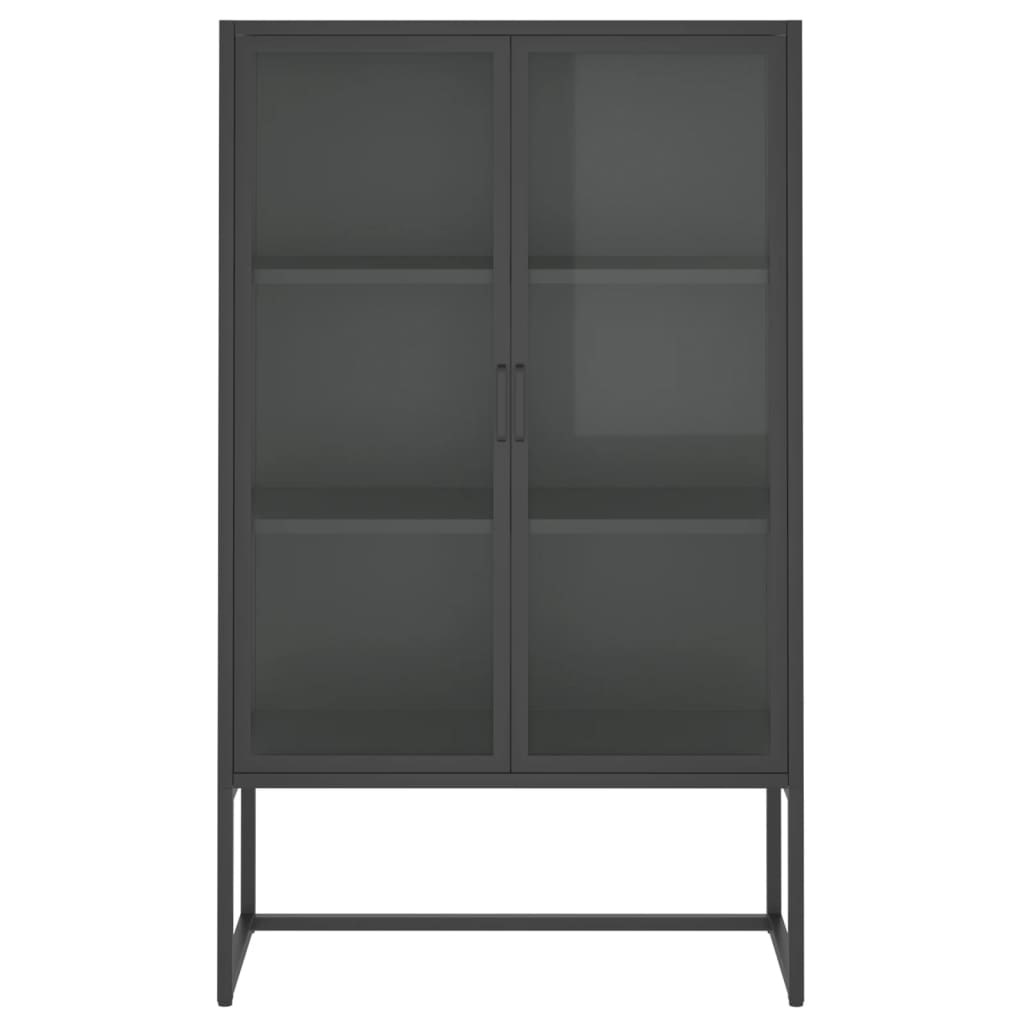 Buffet haut Anthracite 80x35x135 cm Acier et verre trempé - XIOS