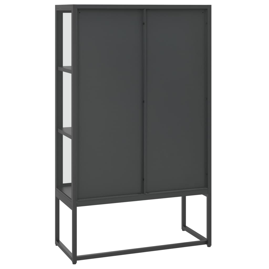 Buffet haut Anthracite 80x35x135 cm Acier et verre trempé - XIOS