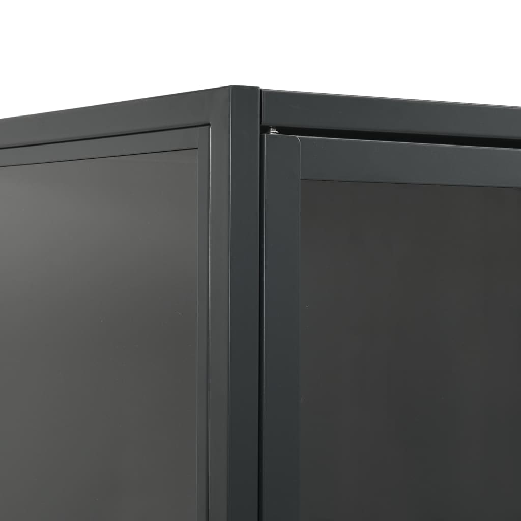 Buffet haut Anthracite 80x35x135 cm Acier et verre trempé - XIOS