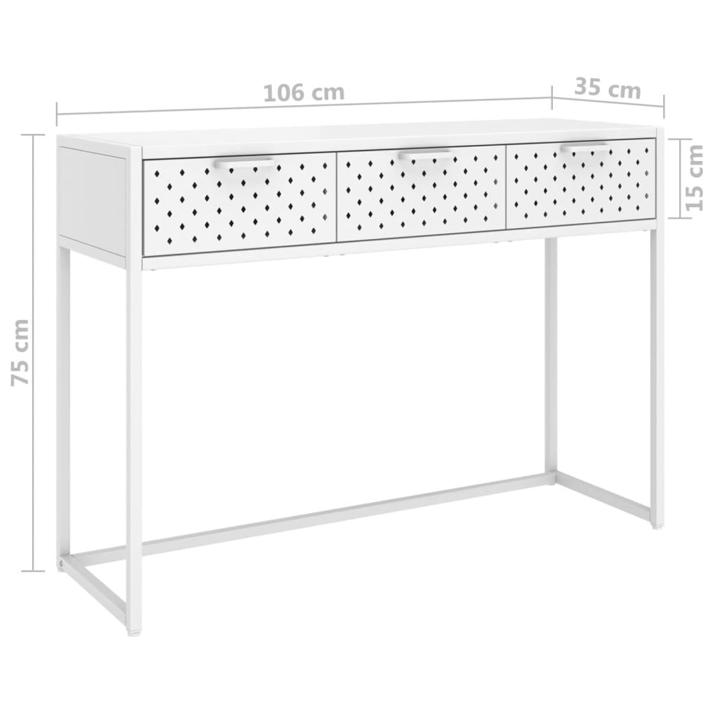 Table console Blanc 106x35x75 cm Acier