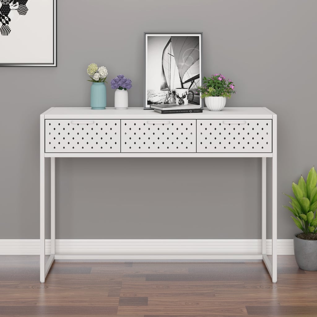 Table console Blanc 106x35x75 cm Acier