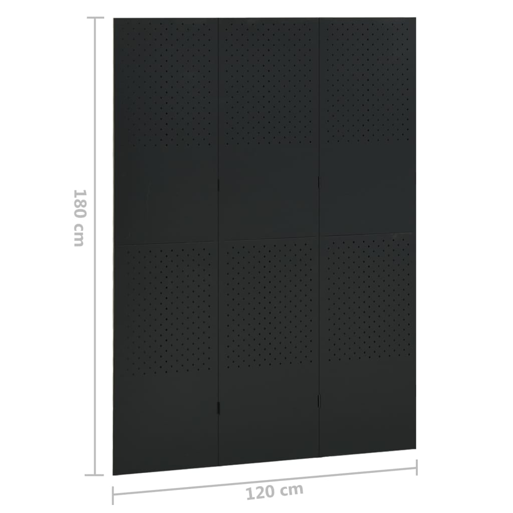 Cloison de séparation à 3 panneaux Noir 120x180 cm Acier - XIOS