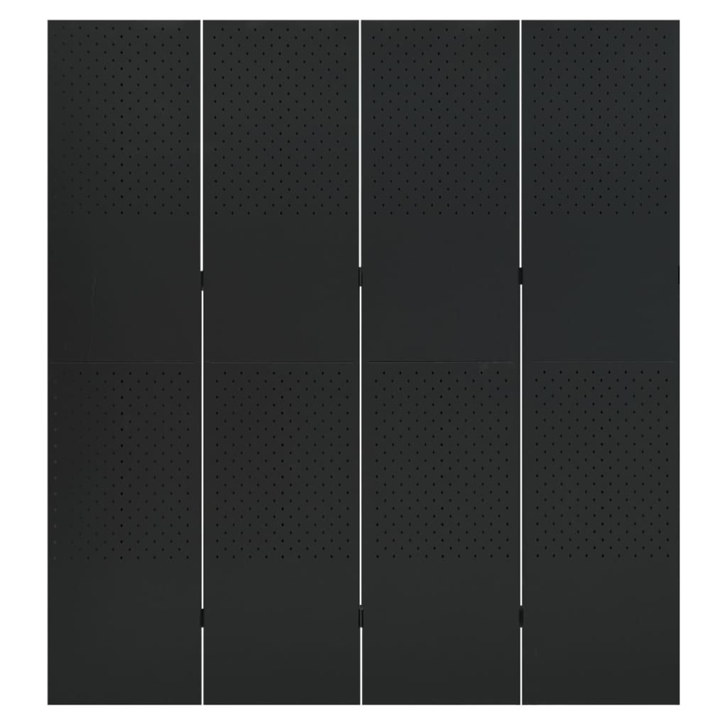 Cloison de séparation 4 panneaux Noir 160x180 cm Acier - XIOS