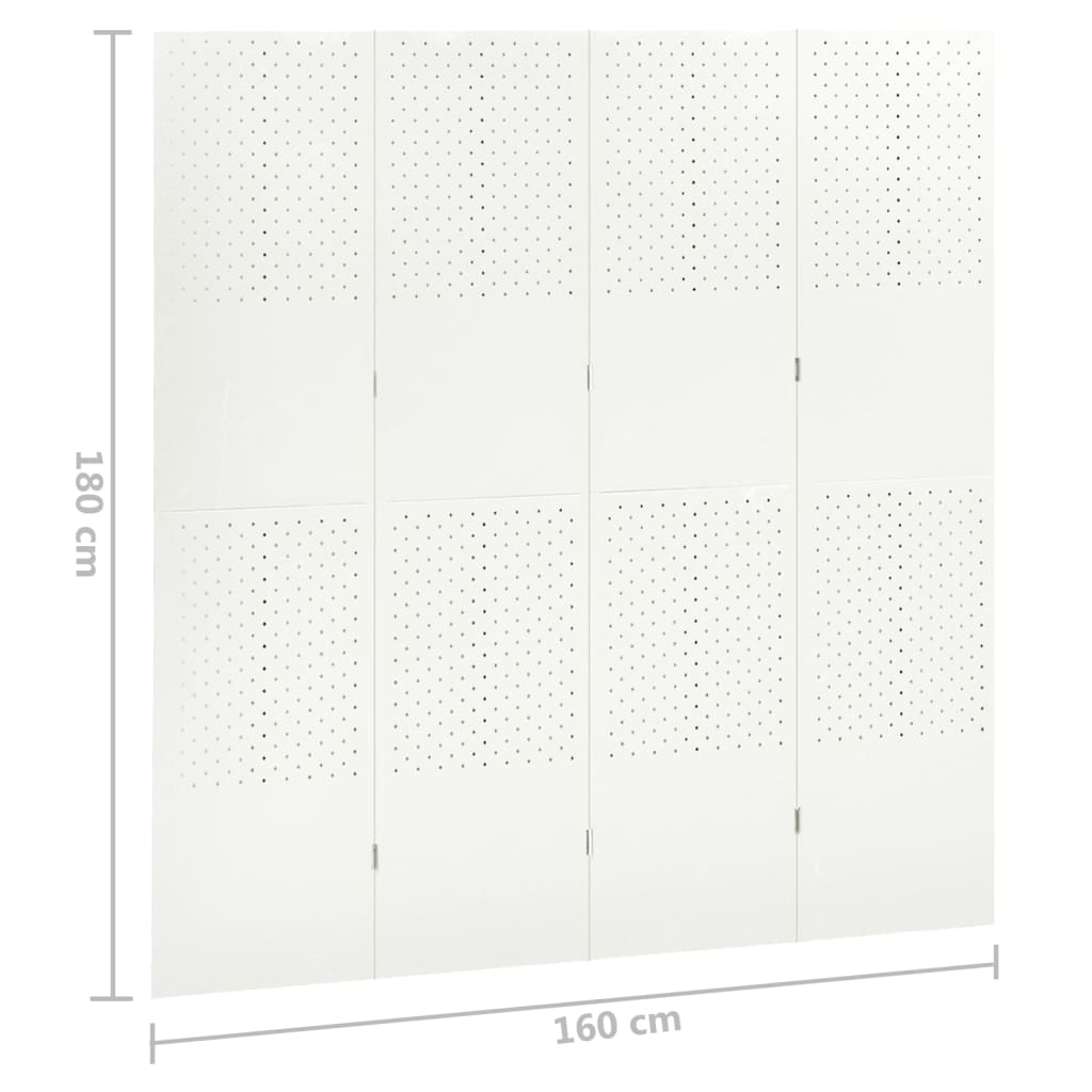 Cloison de séparation 4 panneaux Blanc 160x180 cm Acier - XIOS