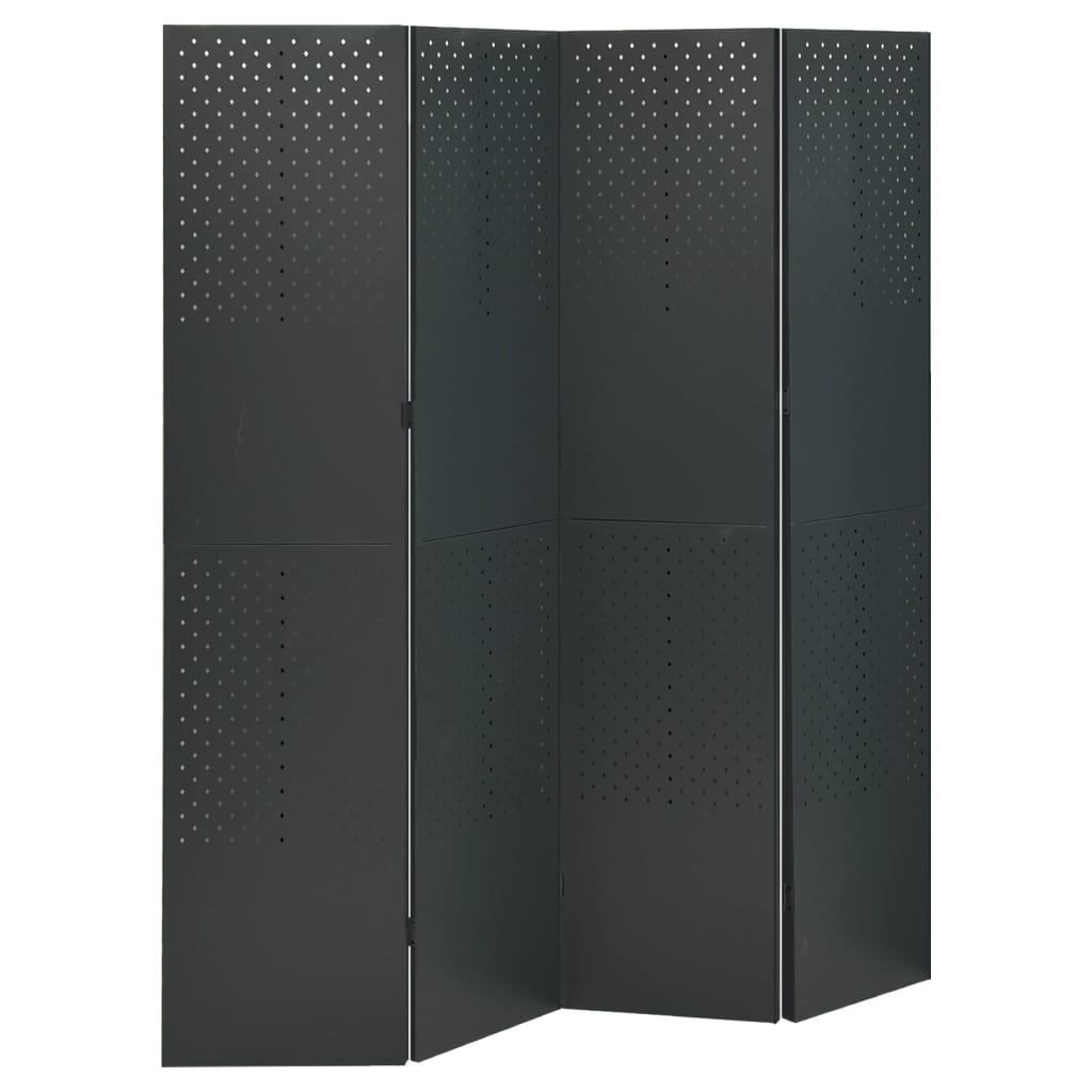 Cloison de séparation 4 panneaux Anthracite 160x180 cm Acier