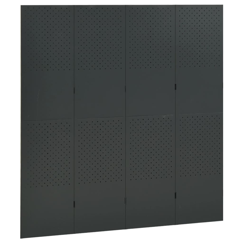Cloison de séparation 4 panneaux Anthracite 160x180 cm Acier