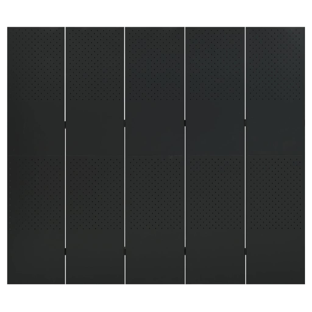 Cloison de séparation 5 panneaux Noir 200x180 cm Acier - XIOS