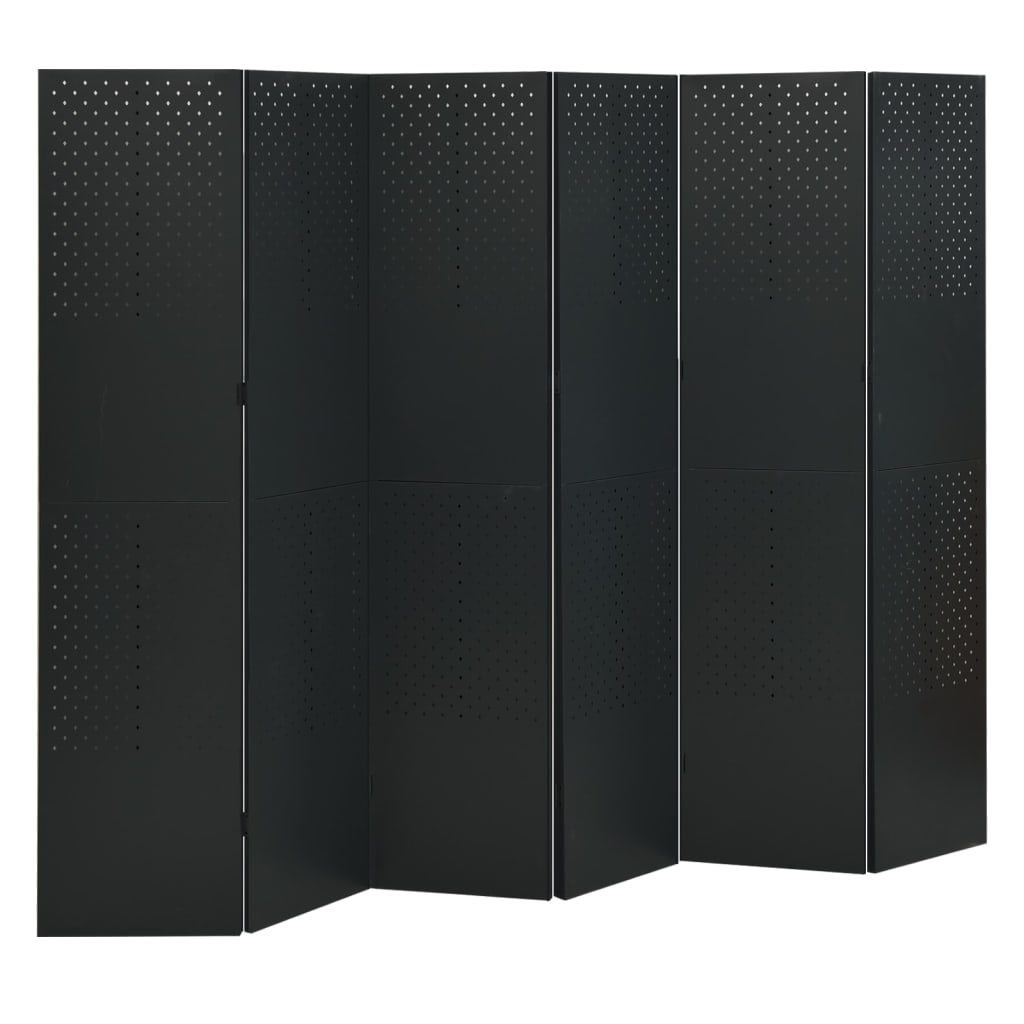 Cloison de séparation 6 panneaux Noir 240x180 cm Acier - XIOS