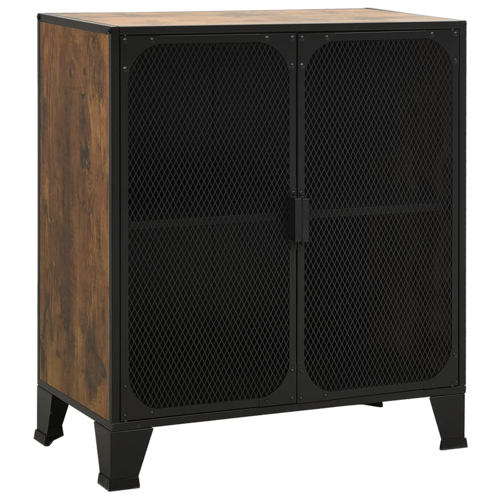 Armoire de rangement Marron rustique 72x36x82 cm Métal et MDF - XIOS