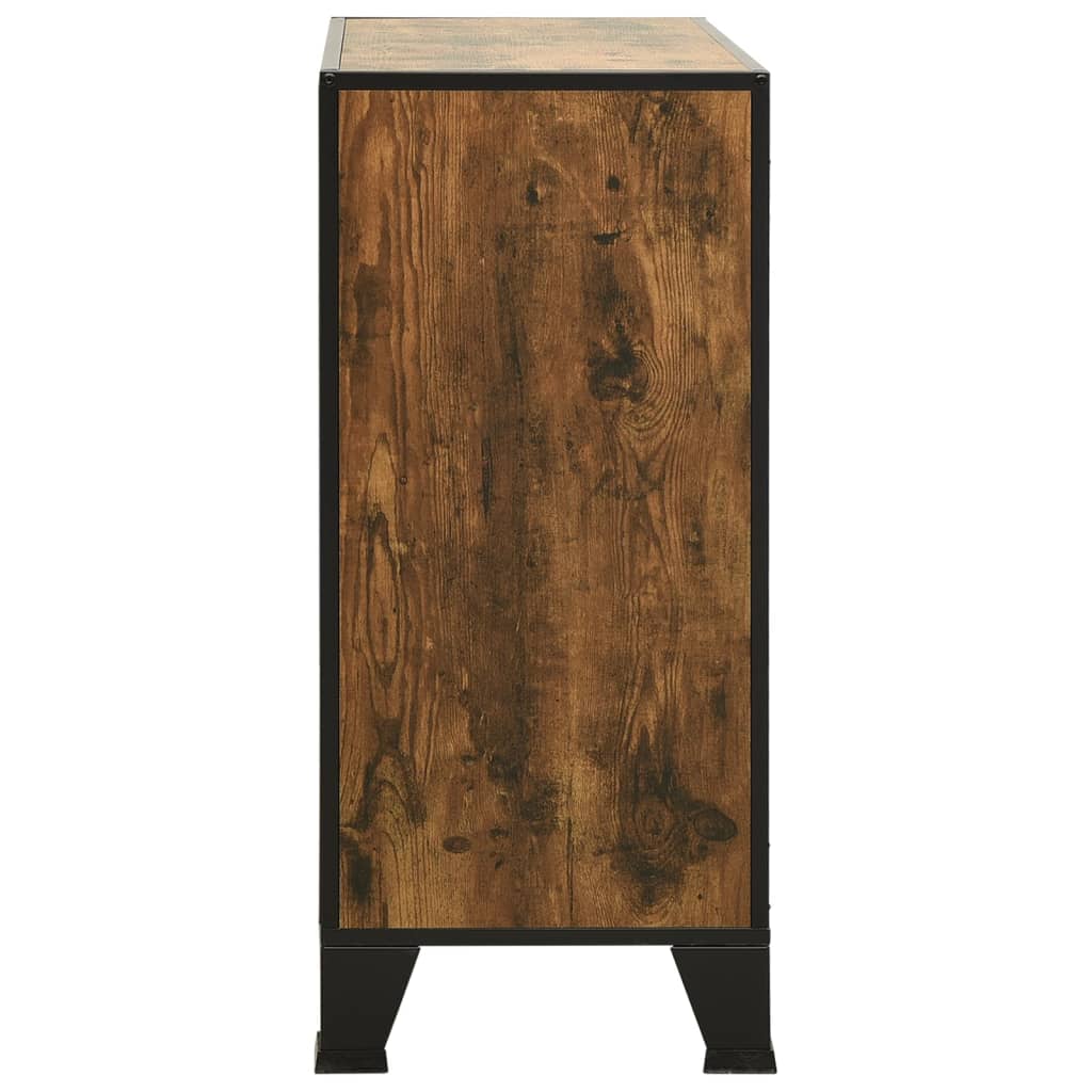 Armoire de rangement Marron rustique 72x36x82 cm Métal et MDF - XIOS