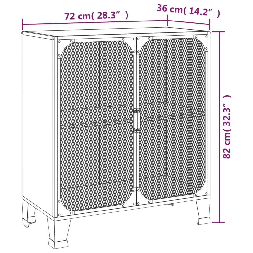Armoire de rangement Marron rustique 72x36x82 cm Métal et MDF - XIOS