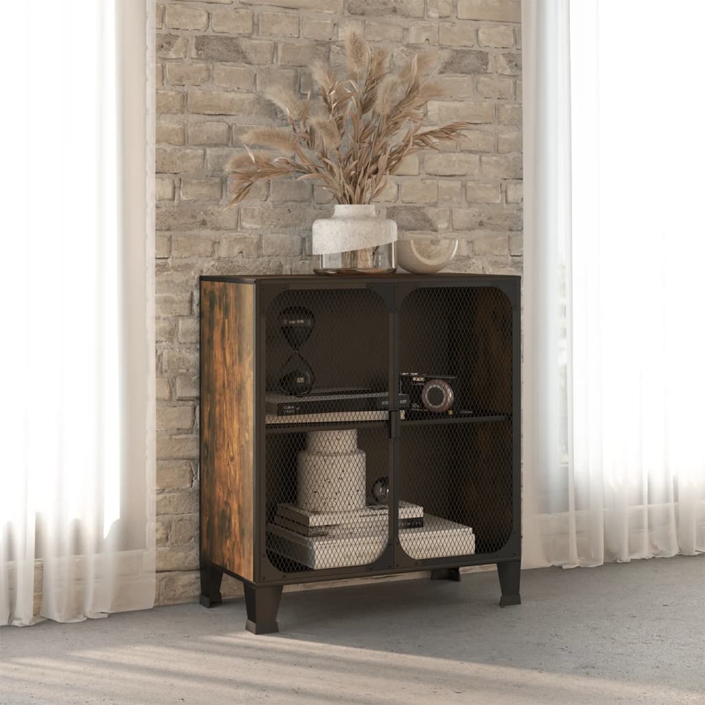 Armoire de rangement Marron rustique 72x36x82 cm Métal et MDF - XIOS