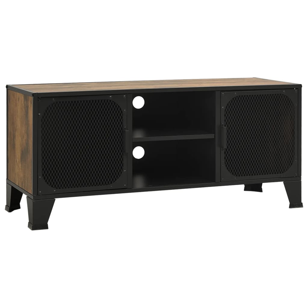 Meuble TV Marron rustique 105x36x47 cm Métal et MDF - XIOS