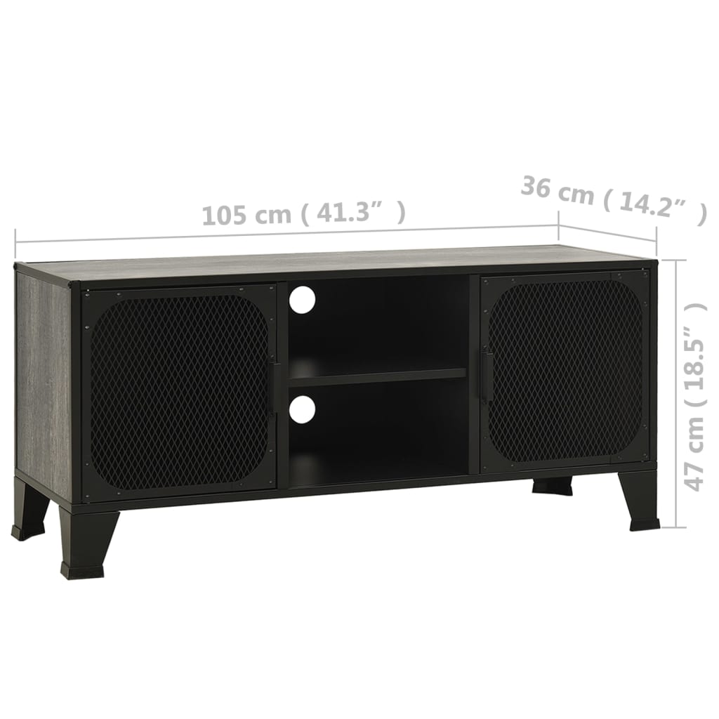 Meuble TV Gris 105x36x47 cm Métal et MDF - XIOS