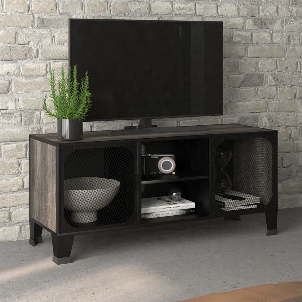 Meuble TV Gris 105x36x47 cm Métal et MDF - XIOS