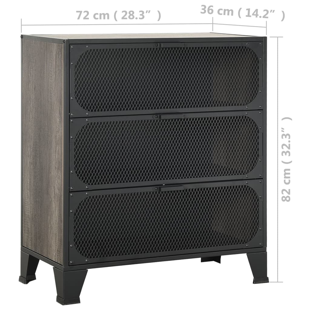 Armoire de rangement Gris 72x36x82 cm Métal et MDF