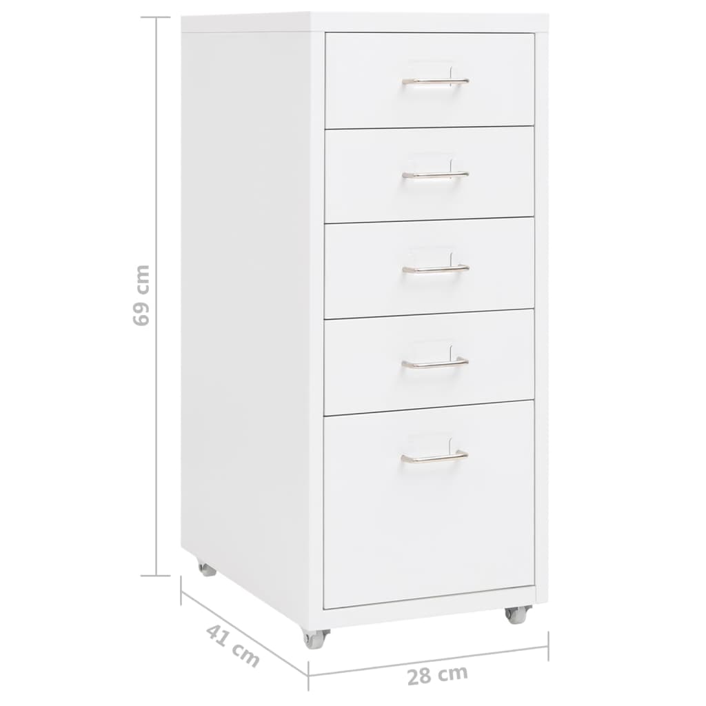 Classeur mobile Blanc 28x41x69 cm Métal Classeur à tiroirs vidaXL