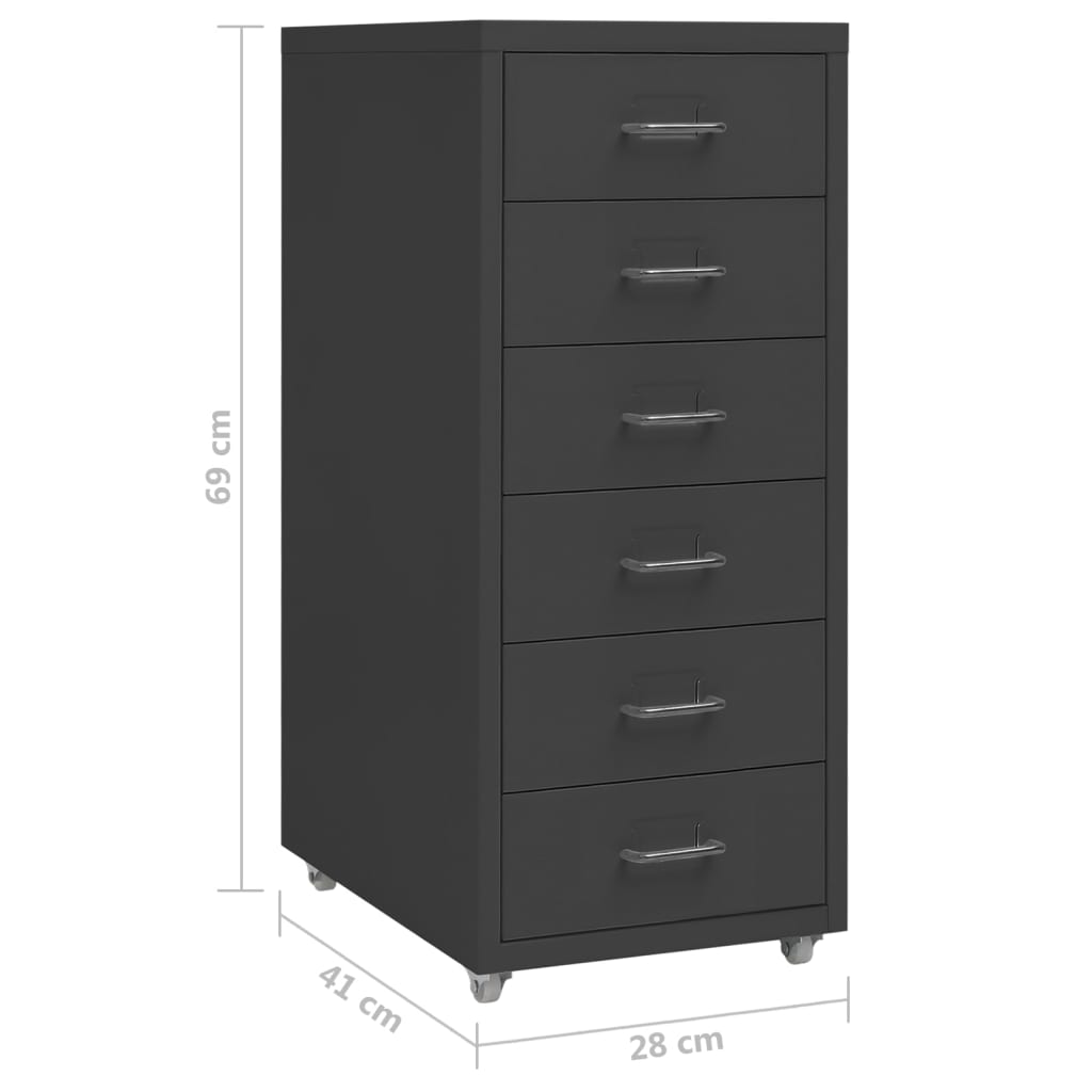 Classeur mobile Anthracite 28x41x69 cm Métal Classeur à tiroirs vidaXL