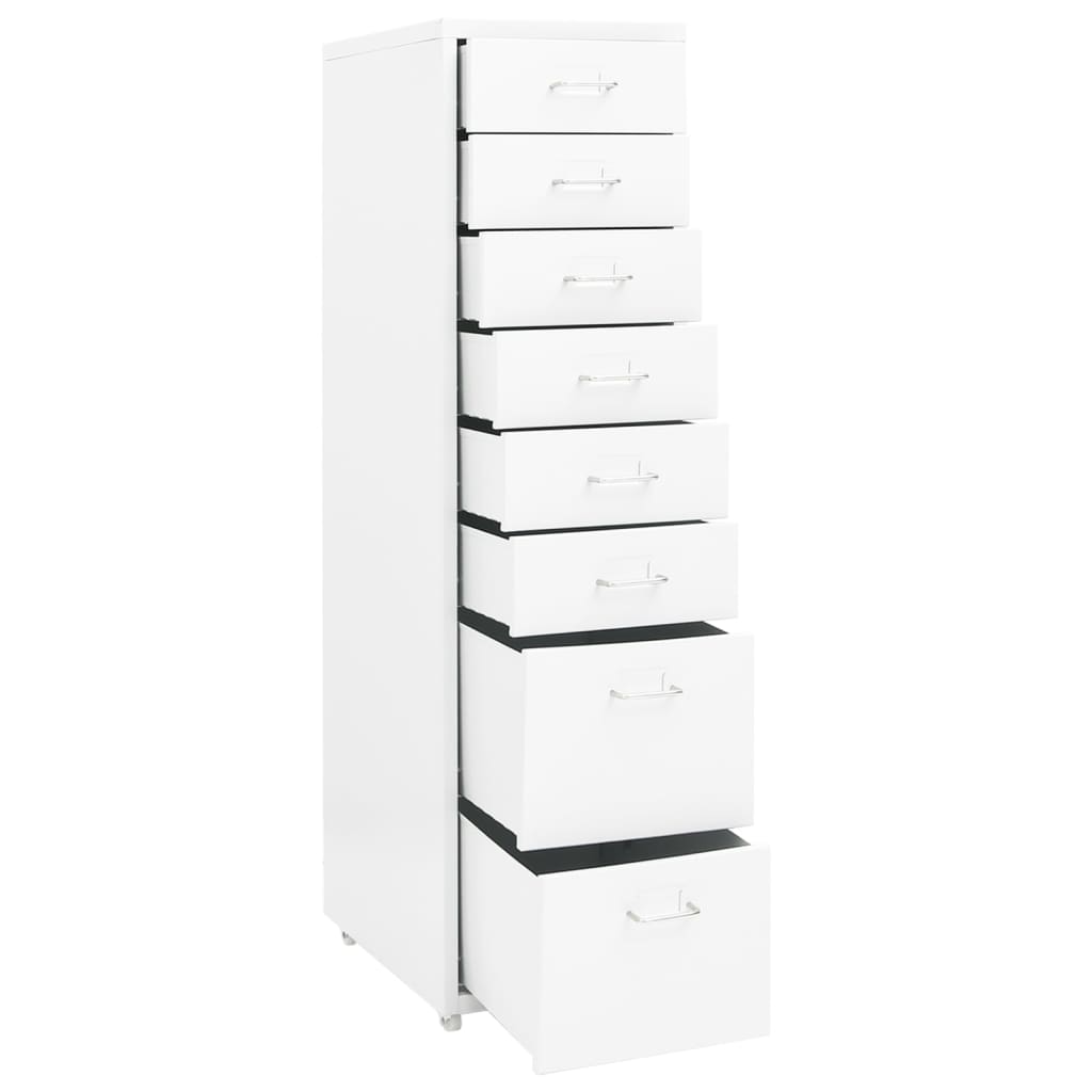 Classeur mobile Blanc 28x41x109 cm Métal Classeur à tiroirs vidaXL