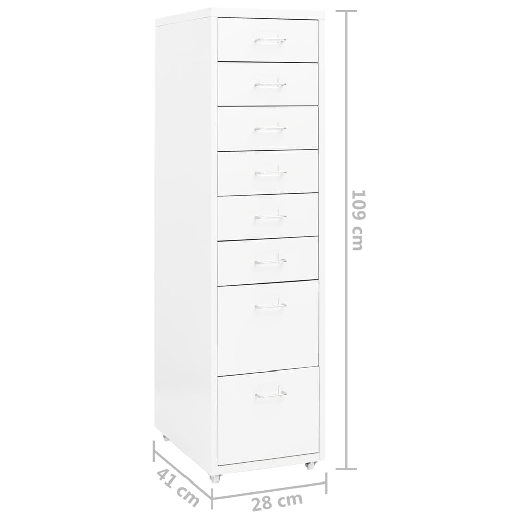 Classeur mobile Blanc 28x41x109 cm Métal Classeur à tiroirs vidaXL