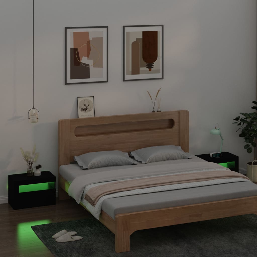 Tables de chevet 2 pcs avec LED Noir 60x35x40 cm - XIOS