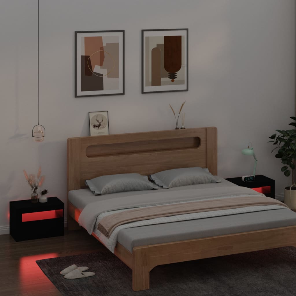 Tables de chevet 2 pcs avec LED Noir 60x35x40 cm - XIOS
