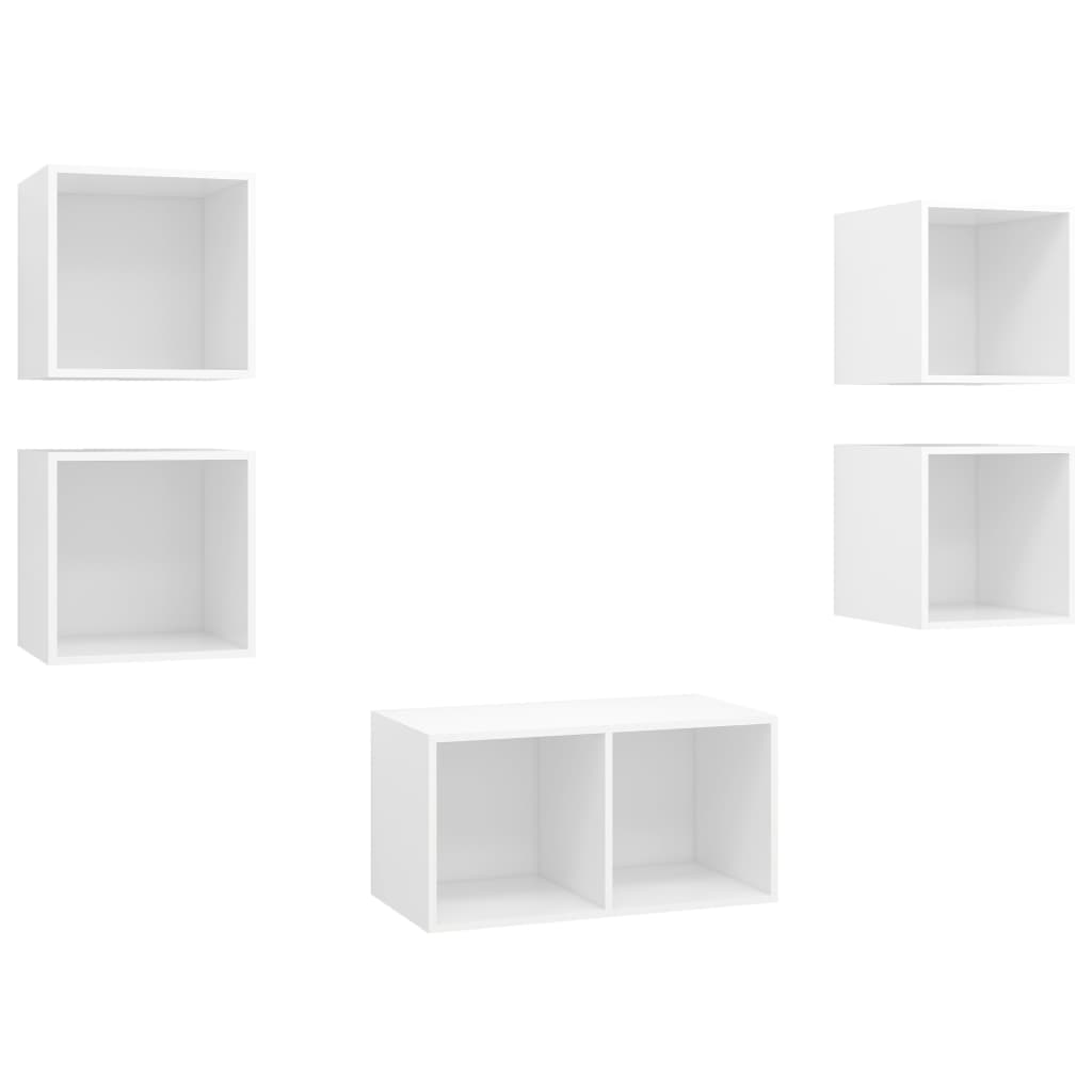Ensemble de meuble TV 5 pcs Blanc Bois d'ingénierie - XIOS