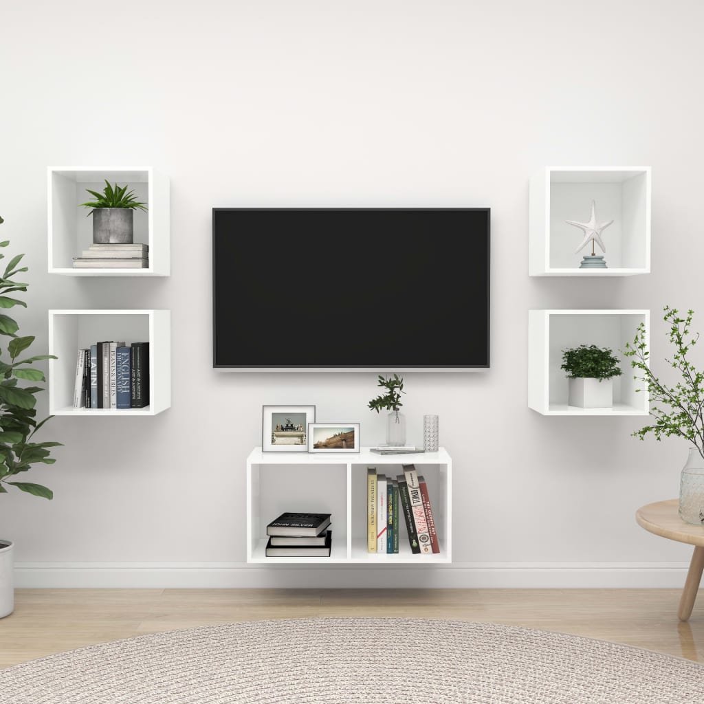 Ensemble de meuble TV 5 pcs Blanc Bois d'ingénierie - XIOS