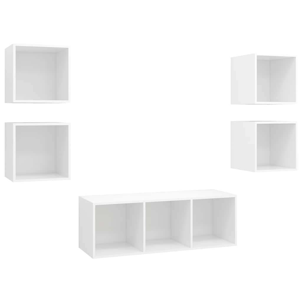 Ensemble de meuble TV 5 pcs Blanc Bois d'ingénierie - XIOS