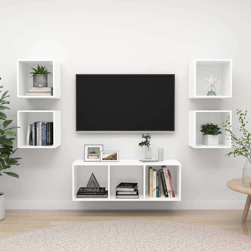 Ensemble de meuble TV 5 pcs Blanc Bois d'ingénierie - XIOS