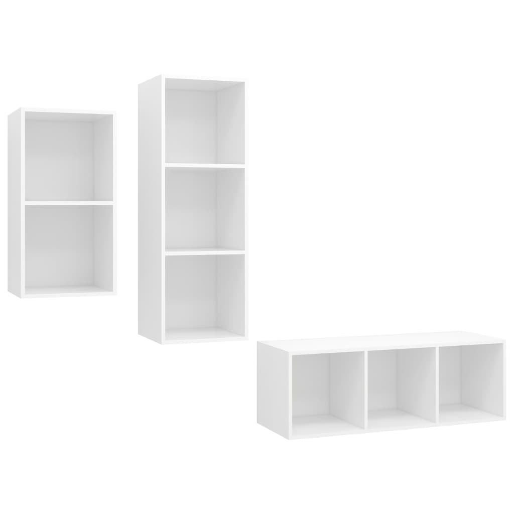 Ensemble de meuble TV 3 pcs Blanc Bois d'ingénierie Meubles TV vidaXL