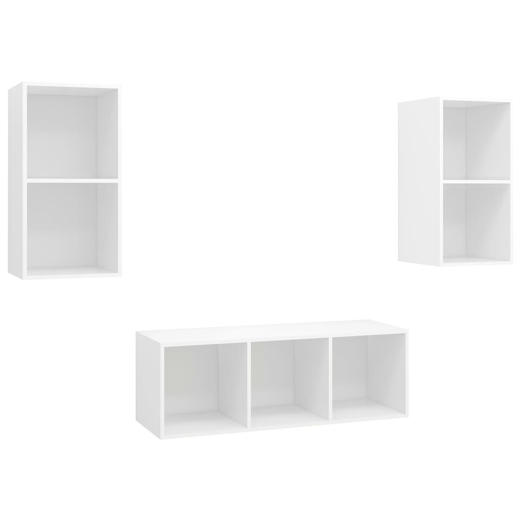 Ensemble de meuble TV 3 pcs Blanc Bois d'ingénierie Meubles TV vidaXL