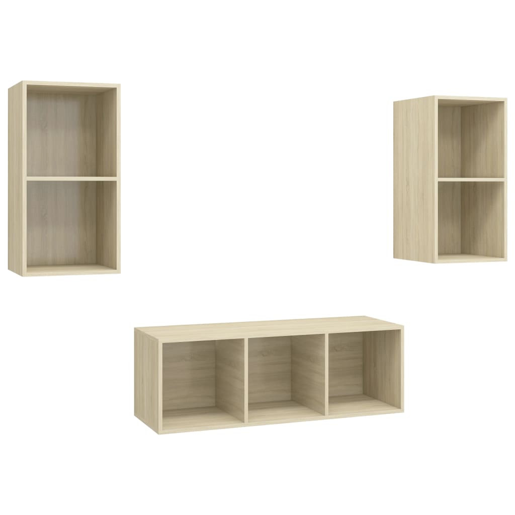 Ensemble de meubles TV 3 pcs Chêne sonoma Bois d'ingénierie Meubles TV vidaXL