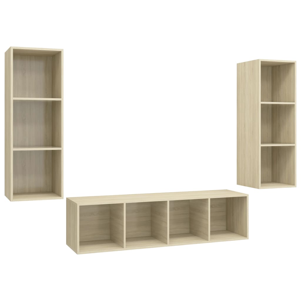 Ensemble de meubles TV 3 pcs Chêne sonoma Bois d'ingénierie Meubles TV vidaXL