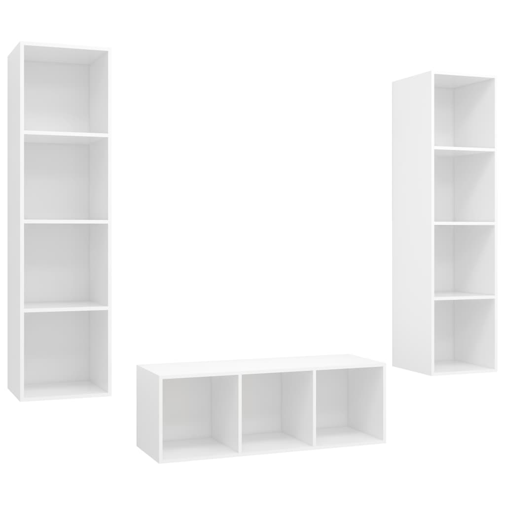 Ensemble de meuble TV 3 pcs Blanc Bois d'ingénierie Meubles TV vidaXL