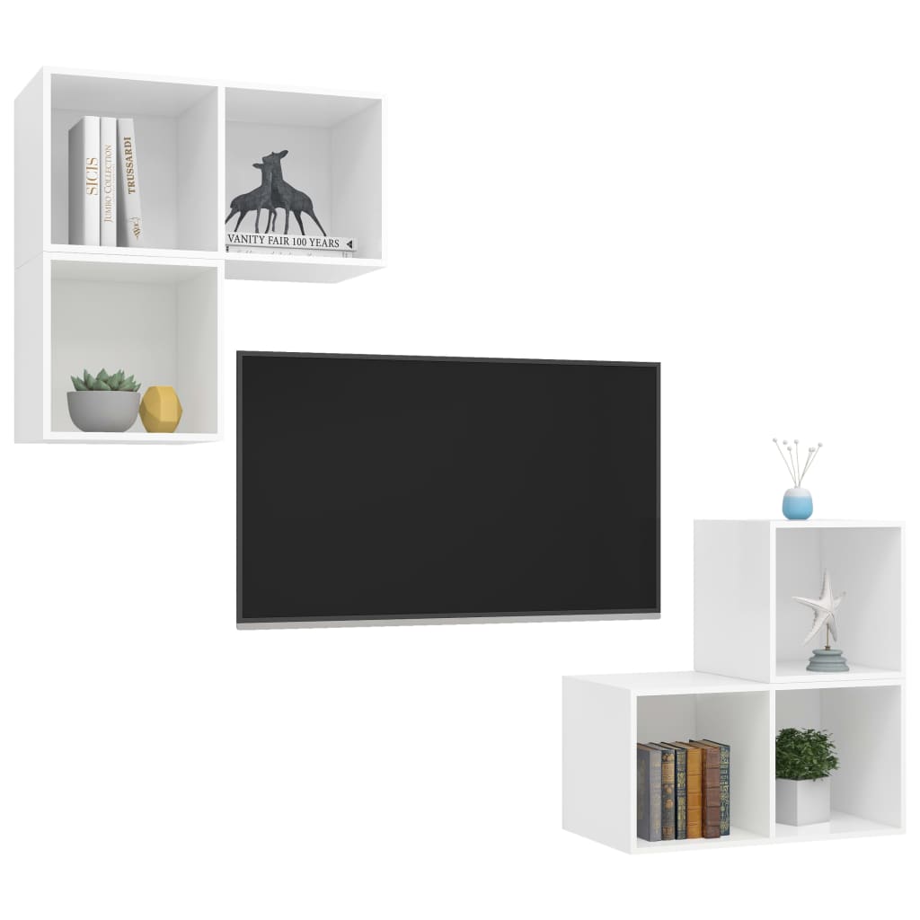 Ensemble de meuble TV 4 pcs Blanc Bois d'ingénierie - XIOS