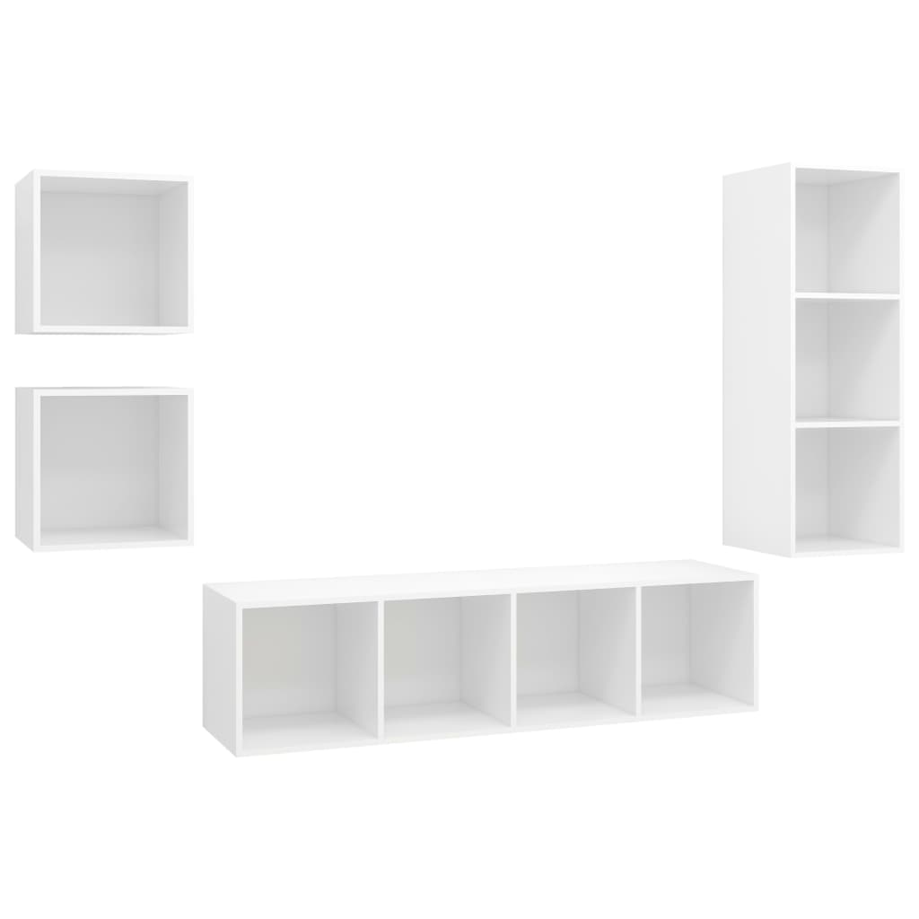 Ensemble de meuble TV 4 pcs Blanc Bois d'ingénierie