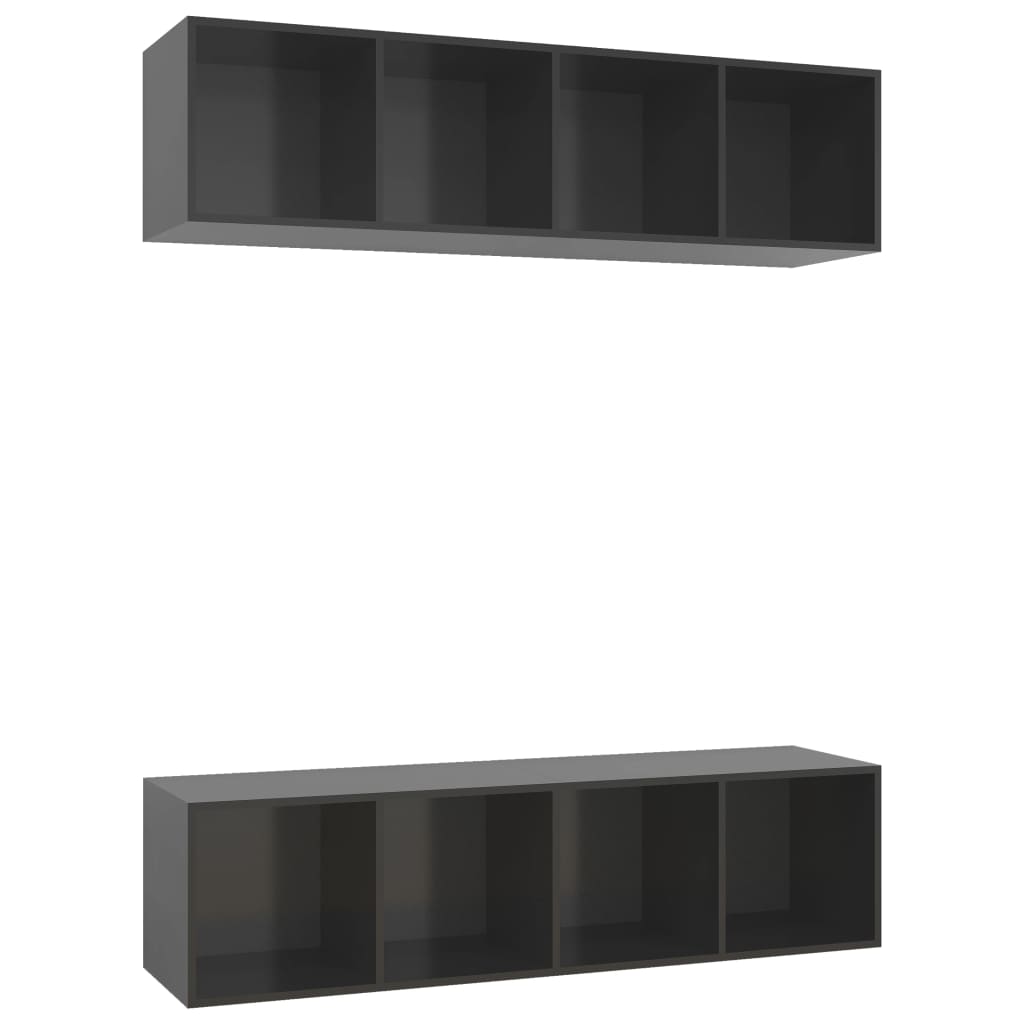 Meubles TV muraux 2 pcs Gris brillant Bois d'ingénierie Meubles TV vidaXL   