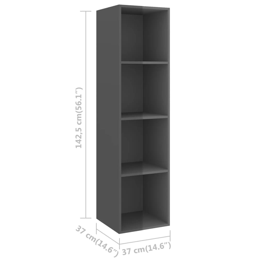Meubles TV muraux 2 pcs Gris brillant Bois d'ingénierie Meubles TV vidaXL   