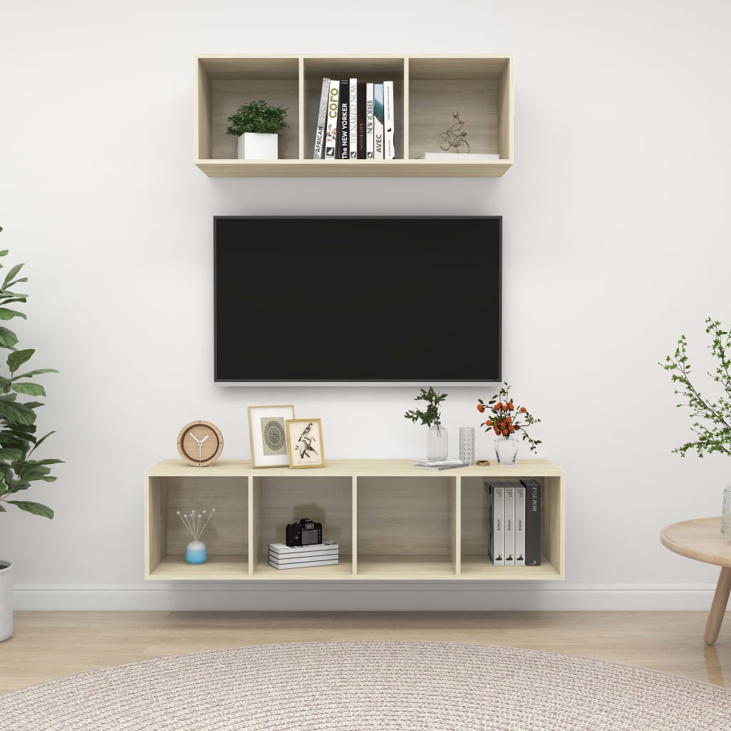 Ensemble de meubles TV 2 pcs Chêne sonoma Bois d'ingénierie Meubles TV vidaXL