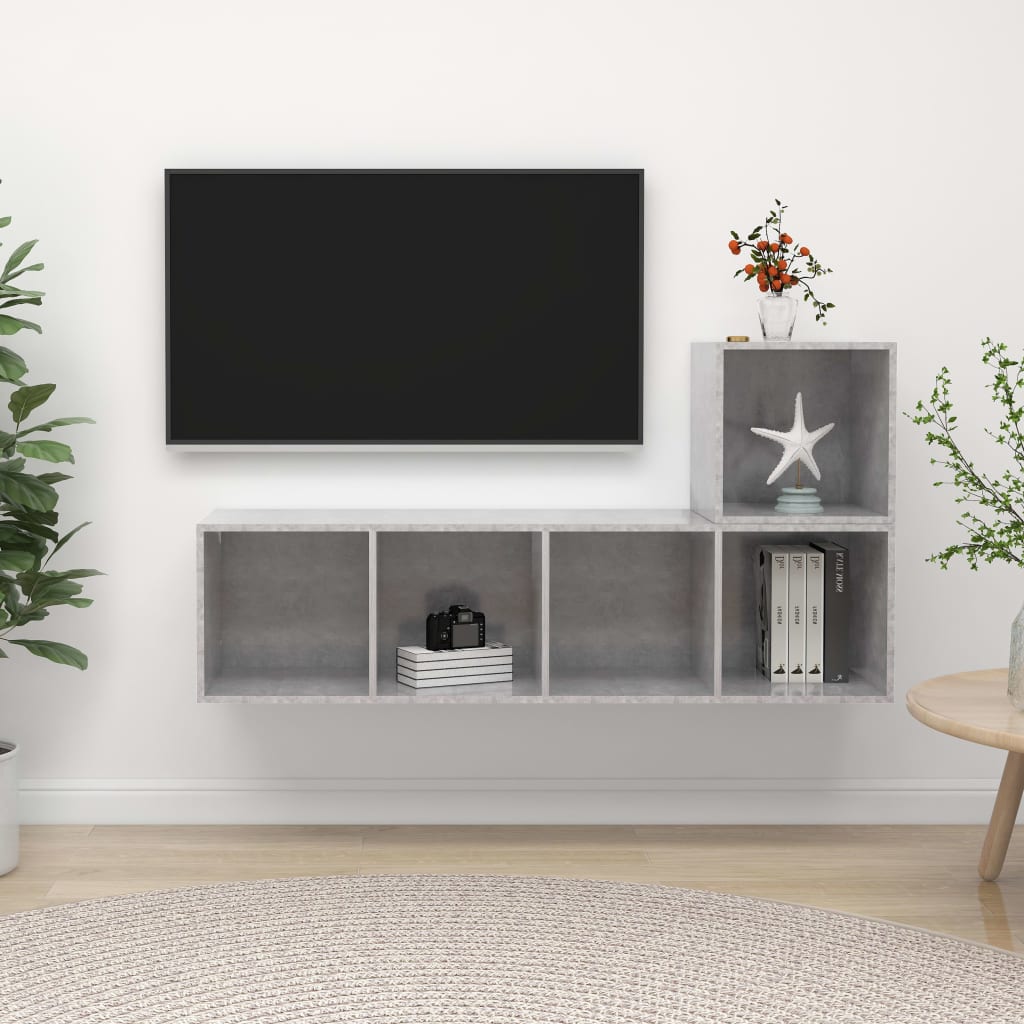 Ensemble de meuble TV 2 pcs Gris béton Bois d'ingénierie - XIOS