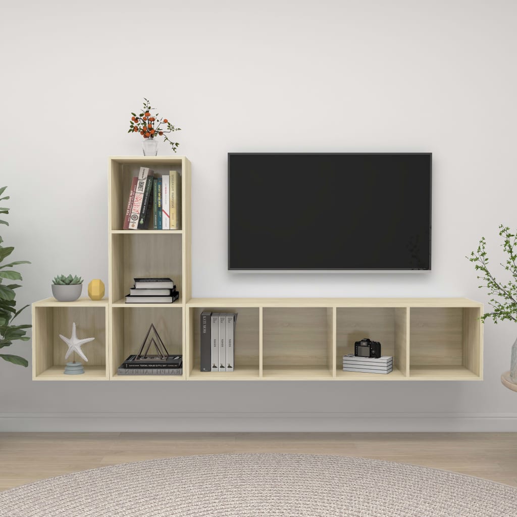 Ensemble de meuble TV 3 pcs Chêne sonoma Bois d'ingénierie Meubles TV vidaXL