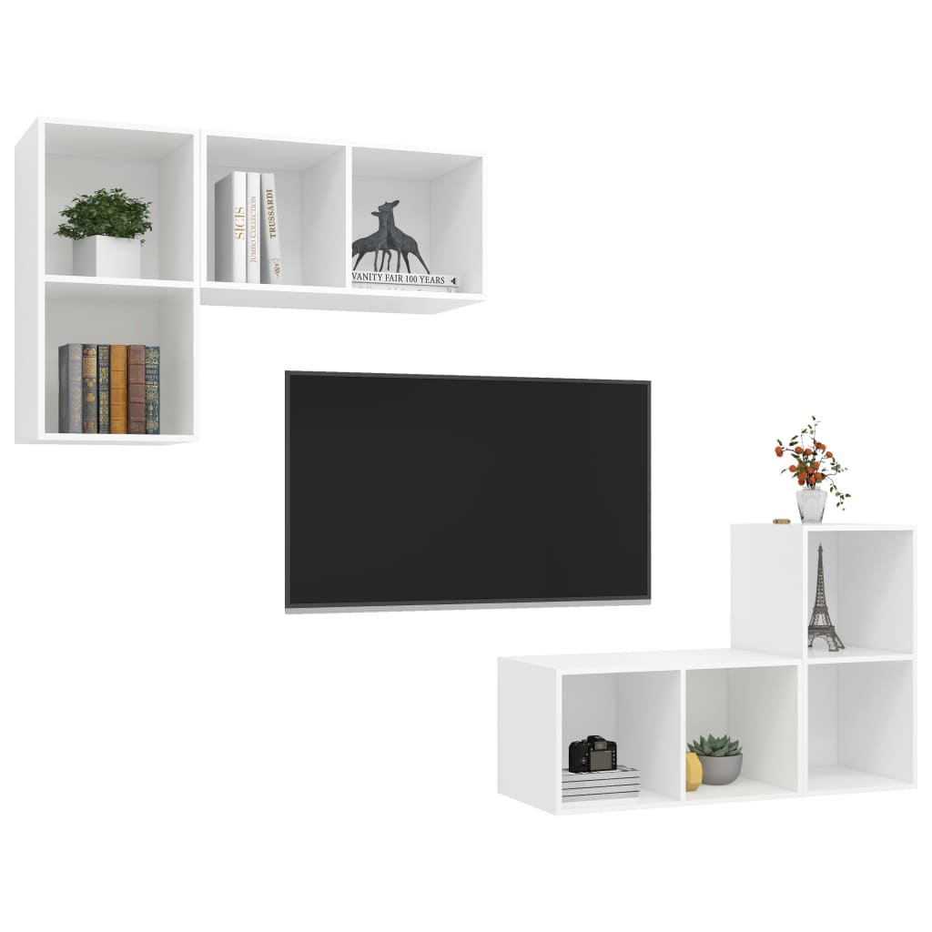 Meubles TV muraux 4 pcs Blanc Bois d'ingénierie - XIOS