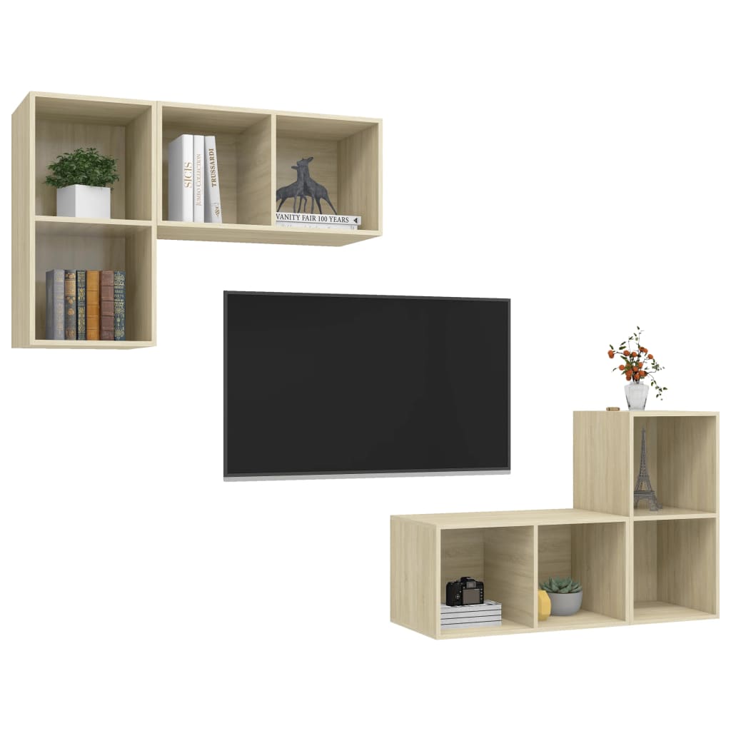 Meubles TV muraux 4 pcs Chêne sonoma Bois d'ingénierie - XIOS