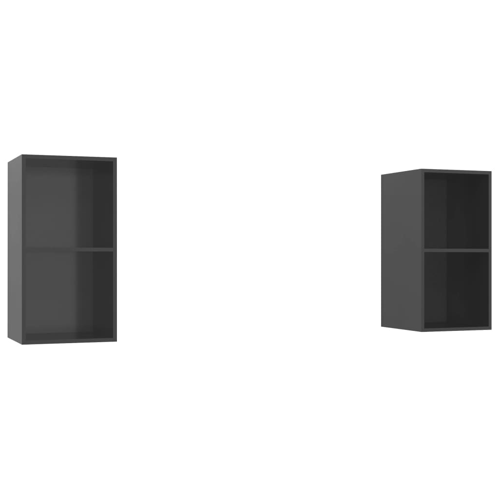 Meubles TV muraux 2 pcs Gris brillant Bois d'ingénierie - XIOS