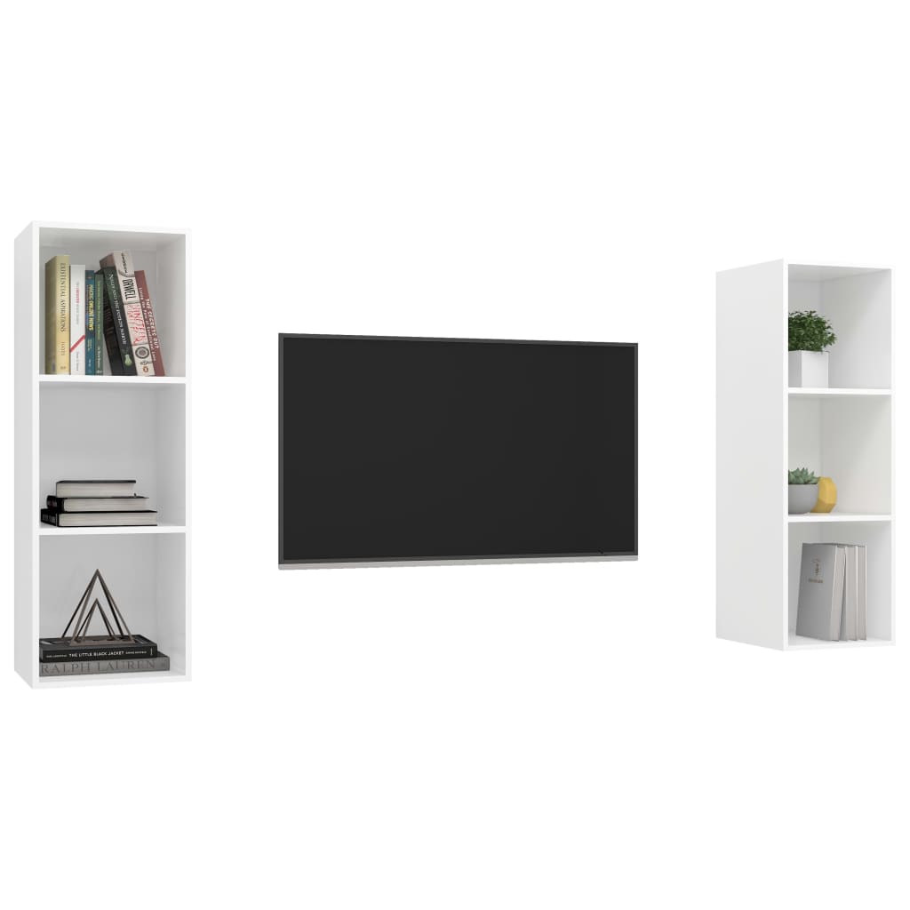 Meubles TV muraux 2 pcs Blanc Bois d'ingénierie Meubles TV vidaXL