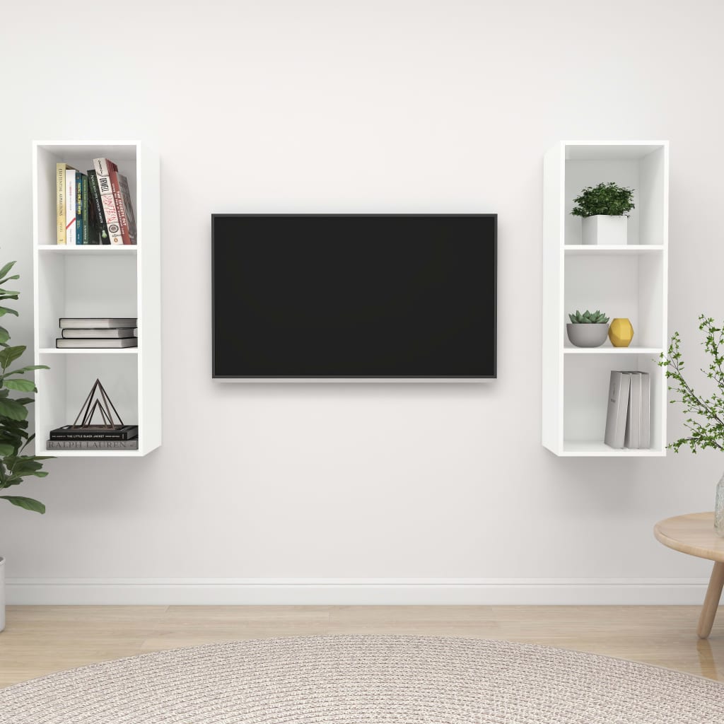 Meubles TV muraux 2 pcs Blanc Bois d'ingénierie Meubles TV vidaXL