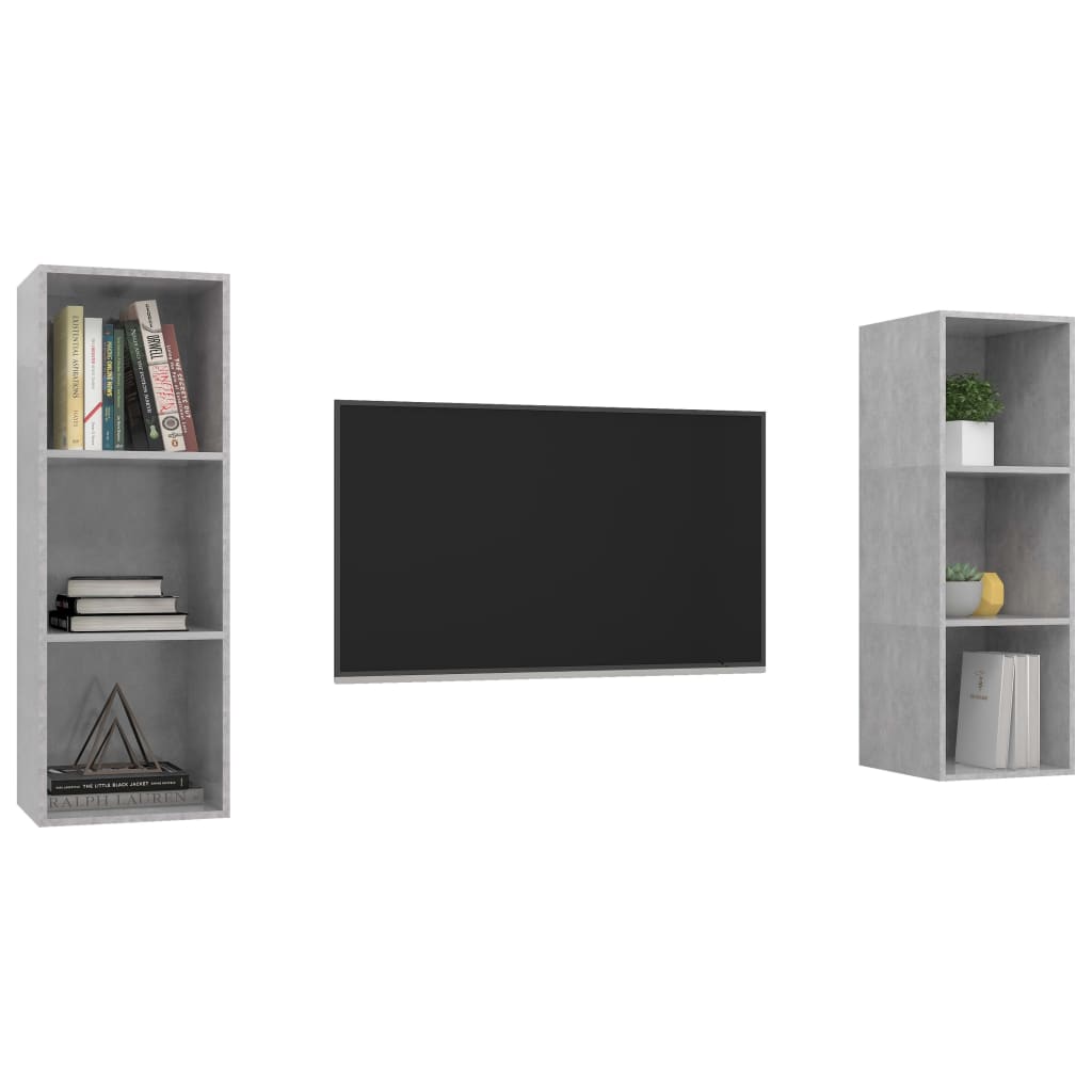 Meubles TV muraux 2 pcs Gris béton Bois d'ingénierie Meubles TV vidaXL