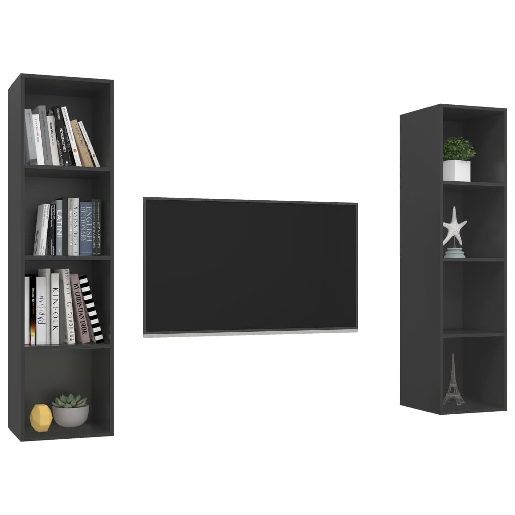 Meubles TV muraux 2 pcs Gris Bois d'ingénierie Meubles TV vidaXL   